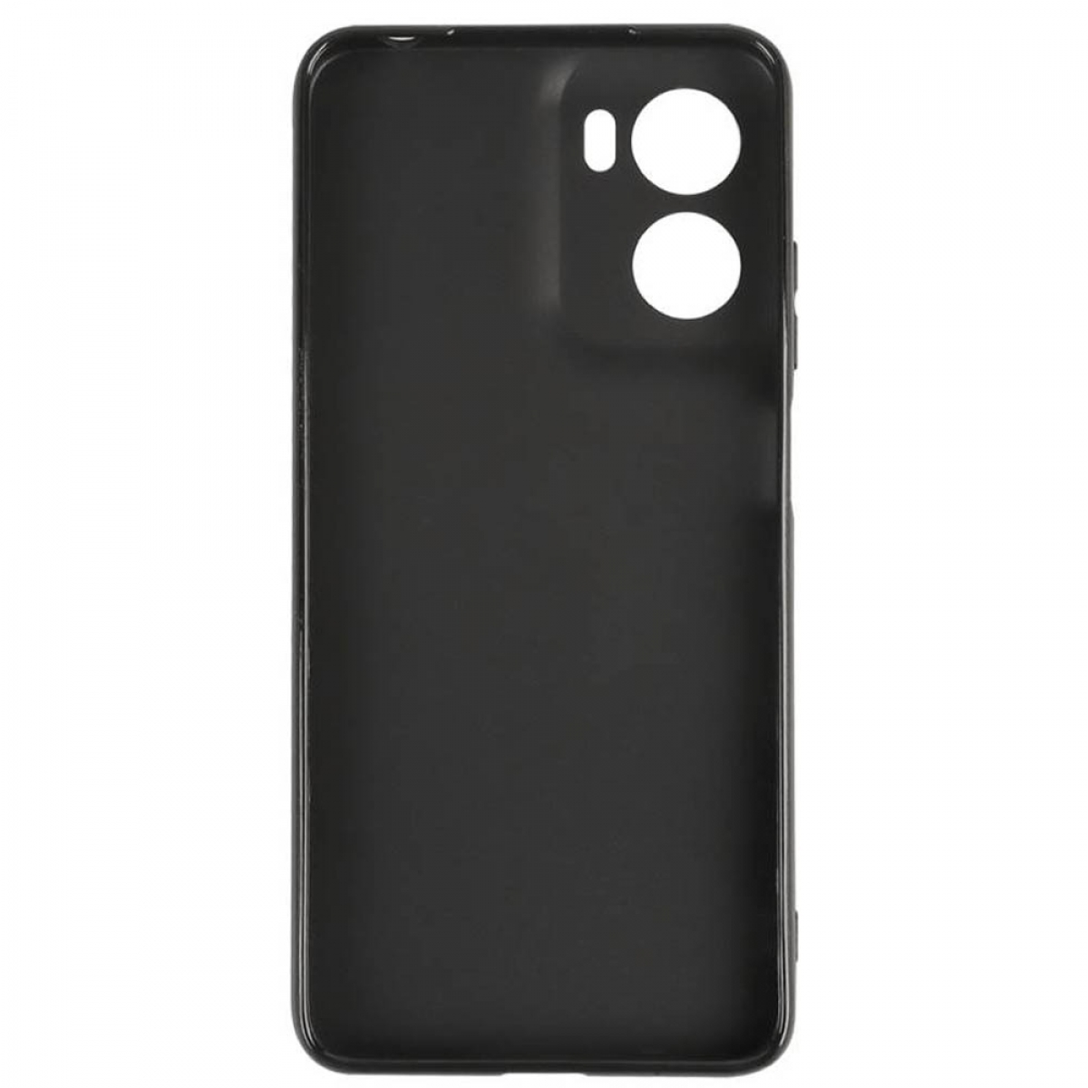 Eine schwarze Handyhülle mit Aussparungen für Kamera und Tasten, ein schlankes, minimalistisches Design.