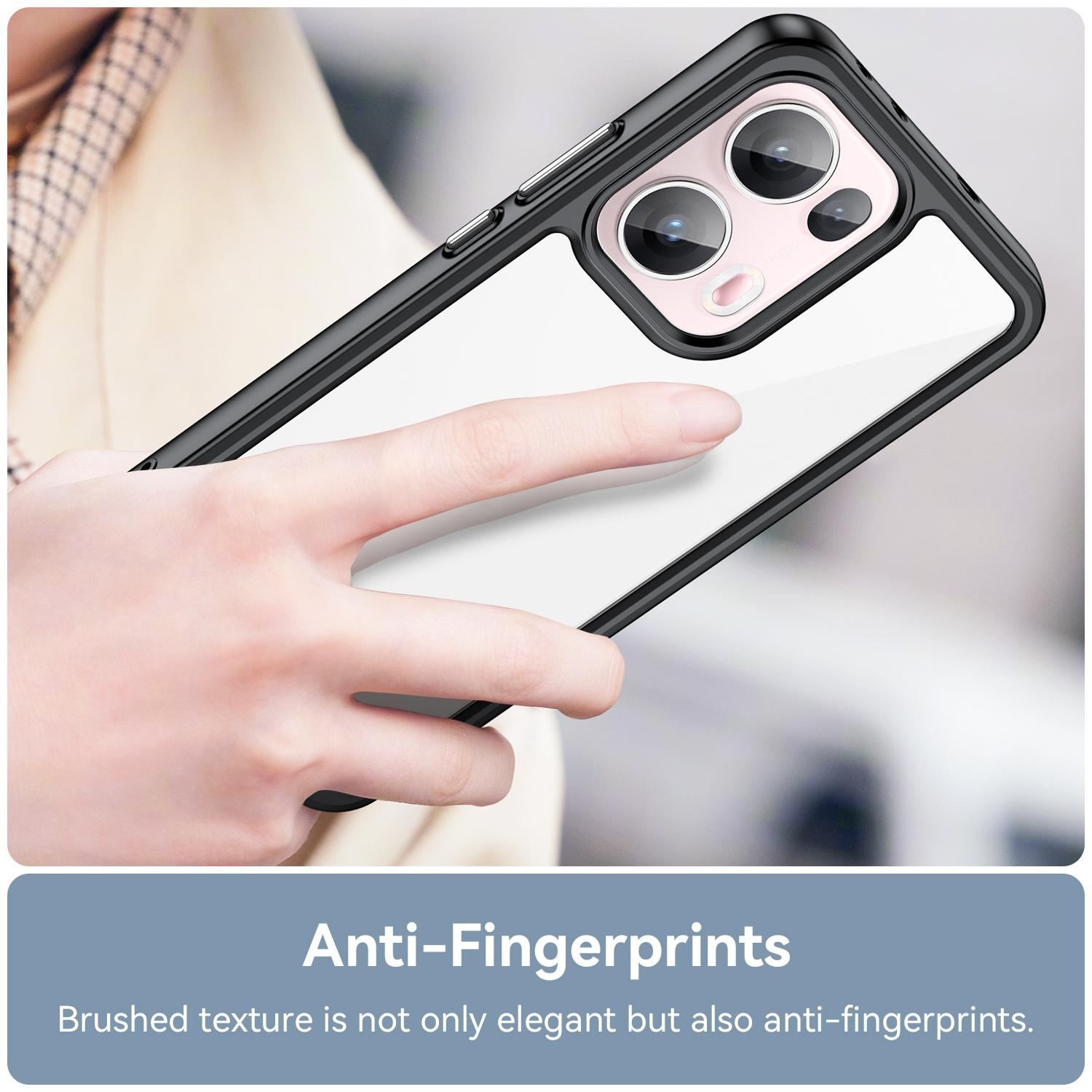 Eine Hand, die eine Handyhülle hält. Die Hülle ist schwarz und transparent und zeigt das Telefon.