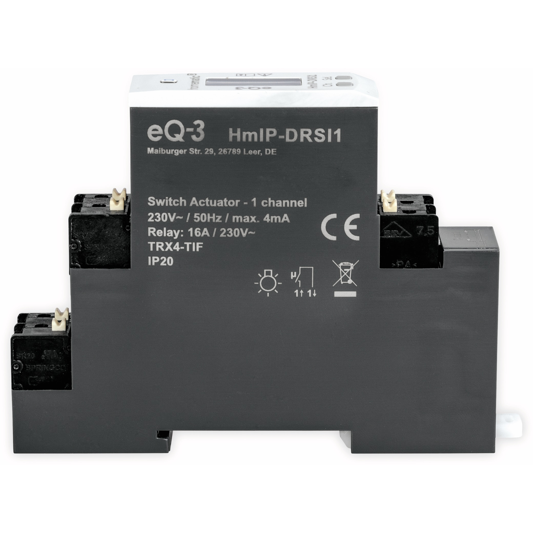 Siłownik przełączający z tekstem na białym tle. Urządzenie czarno-białe.