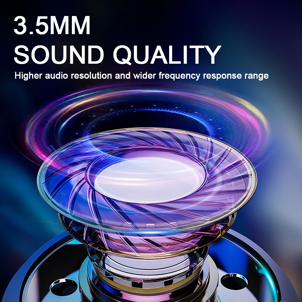 Nahaufnahme einer Lautsprecherkomponente mit Text: 3.5MM SOUND QUALITY.