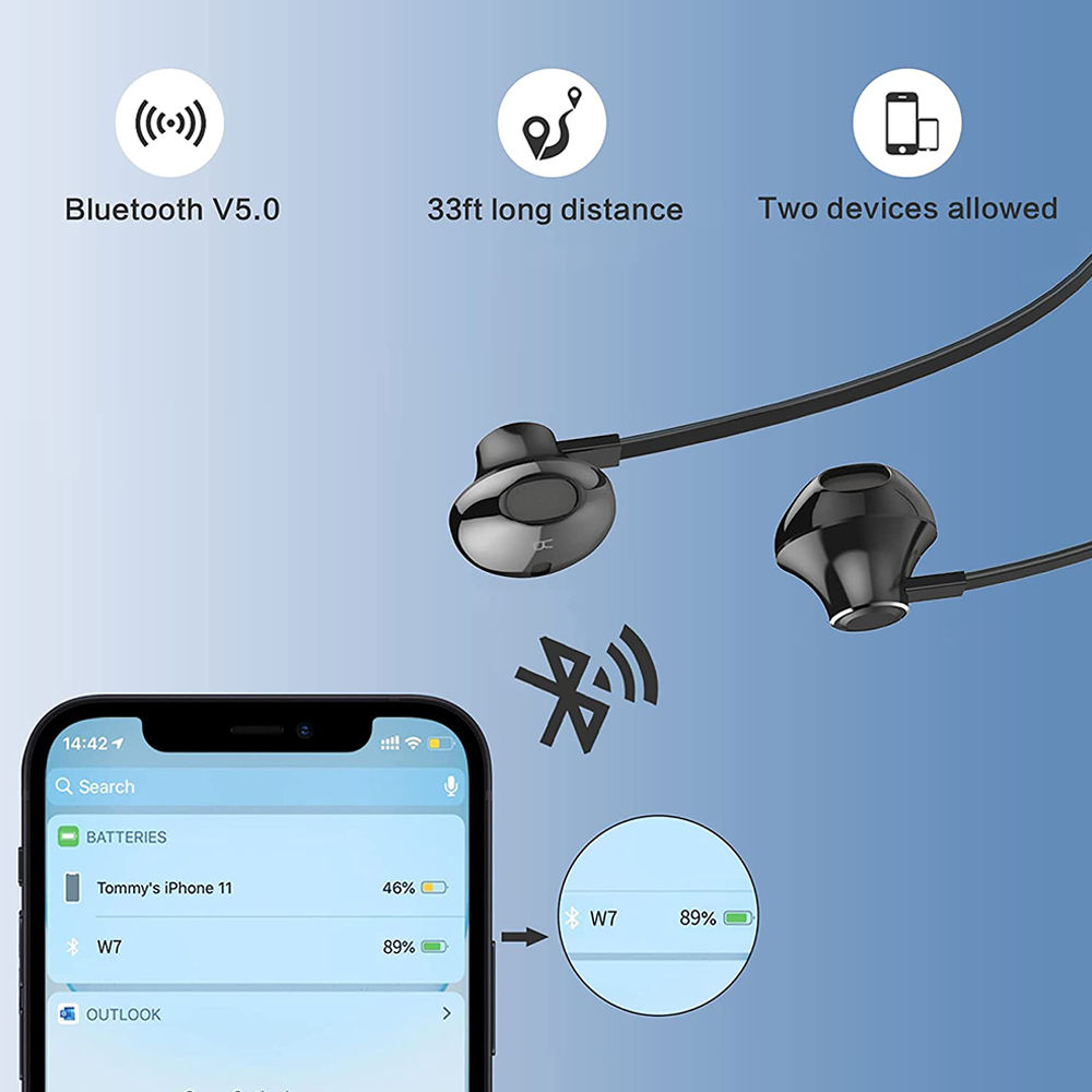 Ohrhörer, Bluetooth und Telefonbildschirm mit Akku.