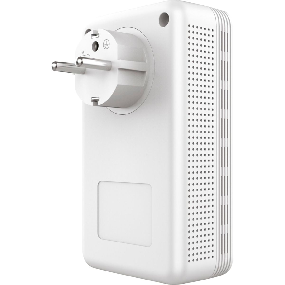 Biały zasilacz z wtyczką. Adapter ma prostokątny kształt i jest biały.