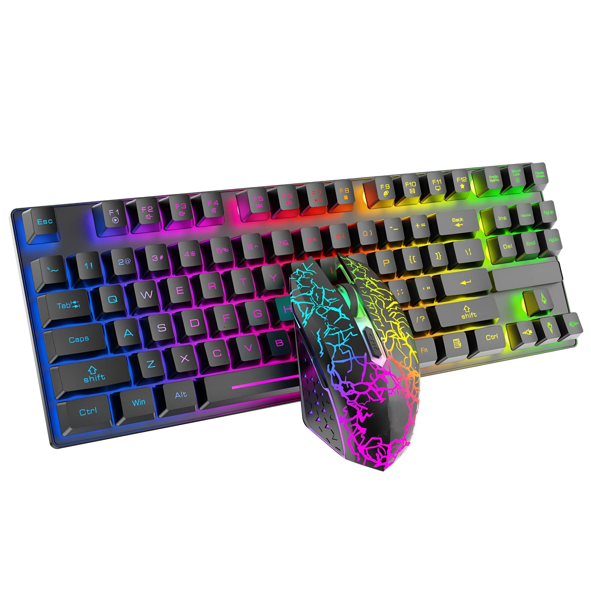 Gaming-Tastatur und -Maus-Kombination mit RGB-Beleuchtung.