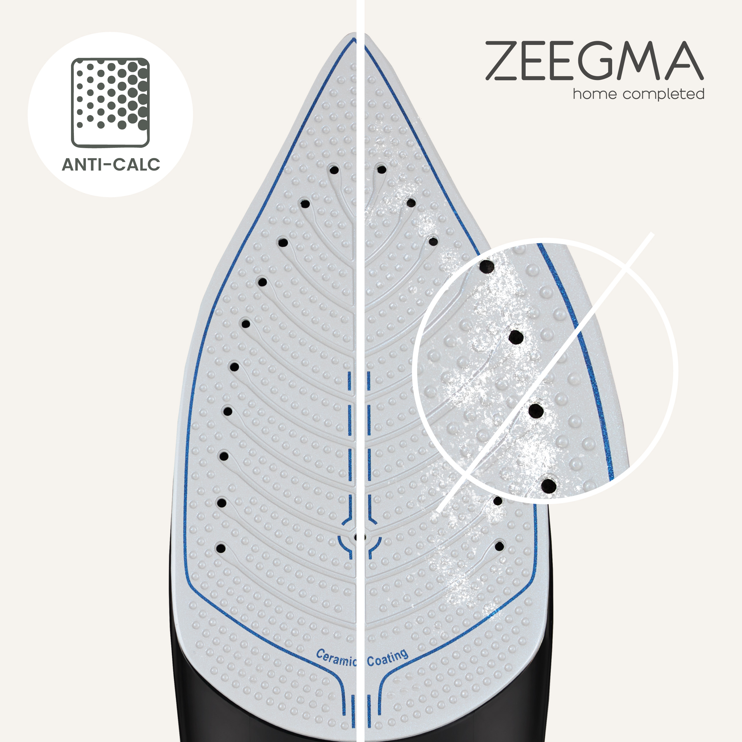 Płyta do prasowania z detalami antywapiennymi i marką Zeegma.