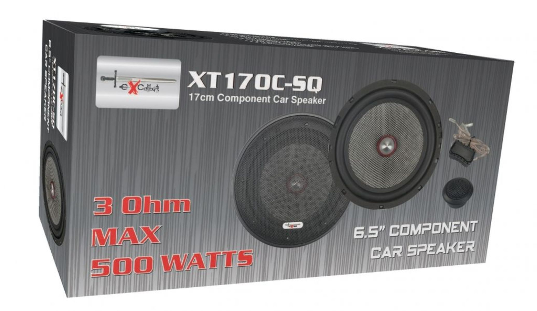 Ein Auto-Lautsprecherbox mit großem Lautsprecher und kleinerem Hochtöner.