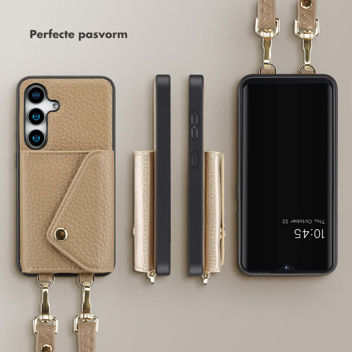 SELENCIA Sera Koordhoes met pashouder envelop - Geschikt voor Samsung Galaxy S25 / S24 - Telefoonhoesje voor Samsung Samsung Galaxy S24/Samsung Galaxy S25 Beige