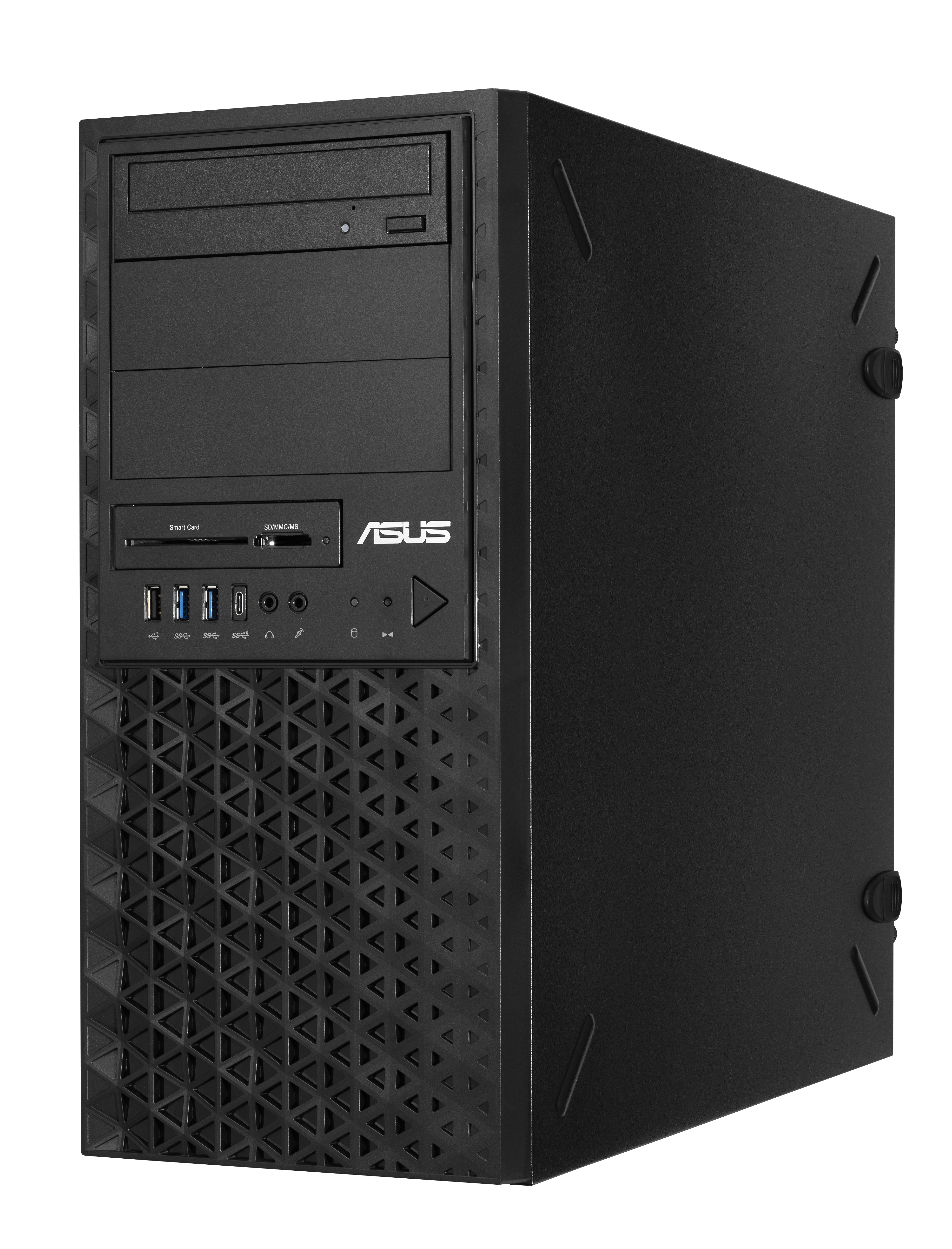 Case per computer ASUS nero con porte frontali e lettore DVD.