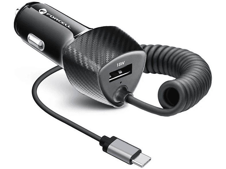 FORCELL USB A mit Kabel Typ C PD QC3.0 3A 38W Ladegerät Universal, mAh, Schwarz
