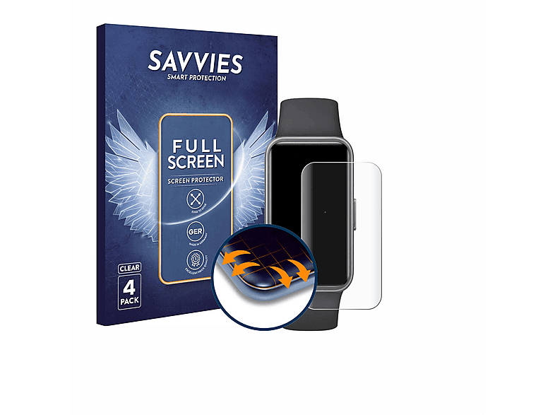 SAVVIES 4x Flex Full-Cover 3D Curved Schutzfolie (für Huawei Band 10)