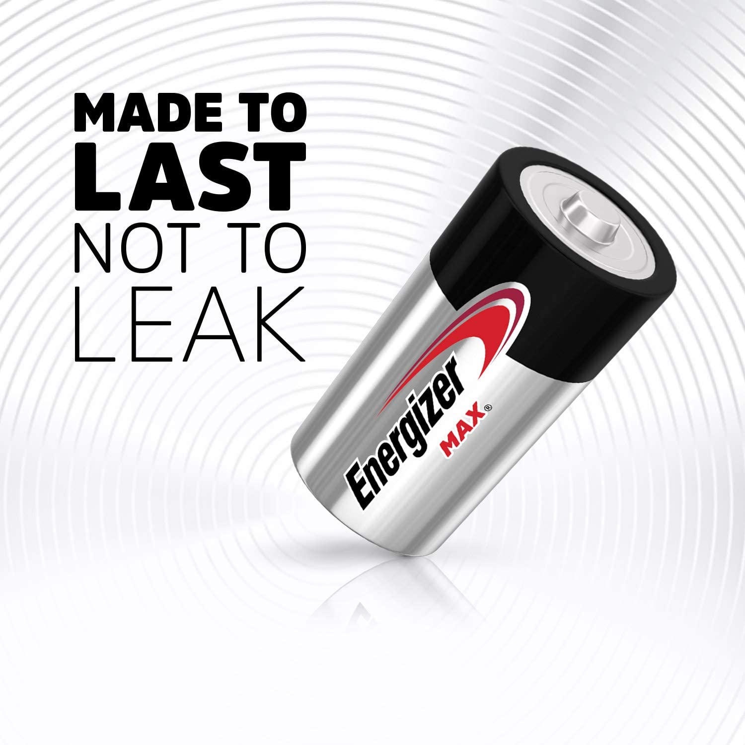 Bateria Energizer Max AA. Srebrno-czarny kolor z nazwą marki. Tekst: Zrobione, by przetrwać, nie przeciekać.