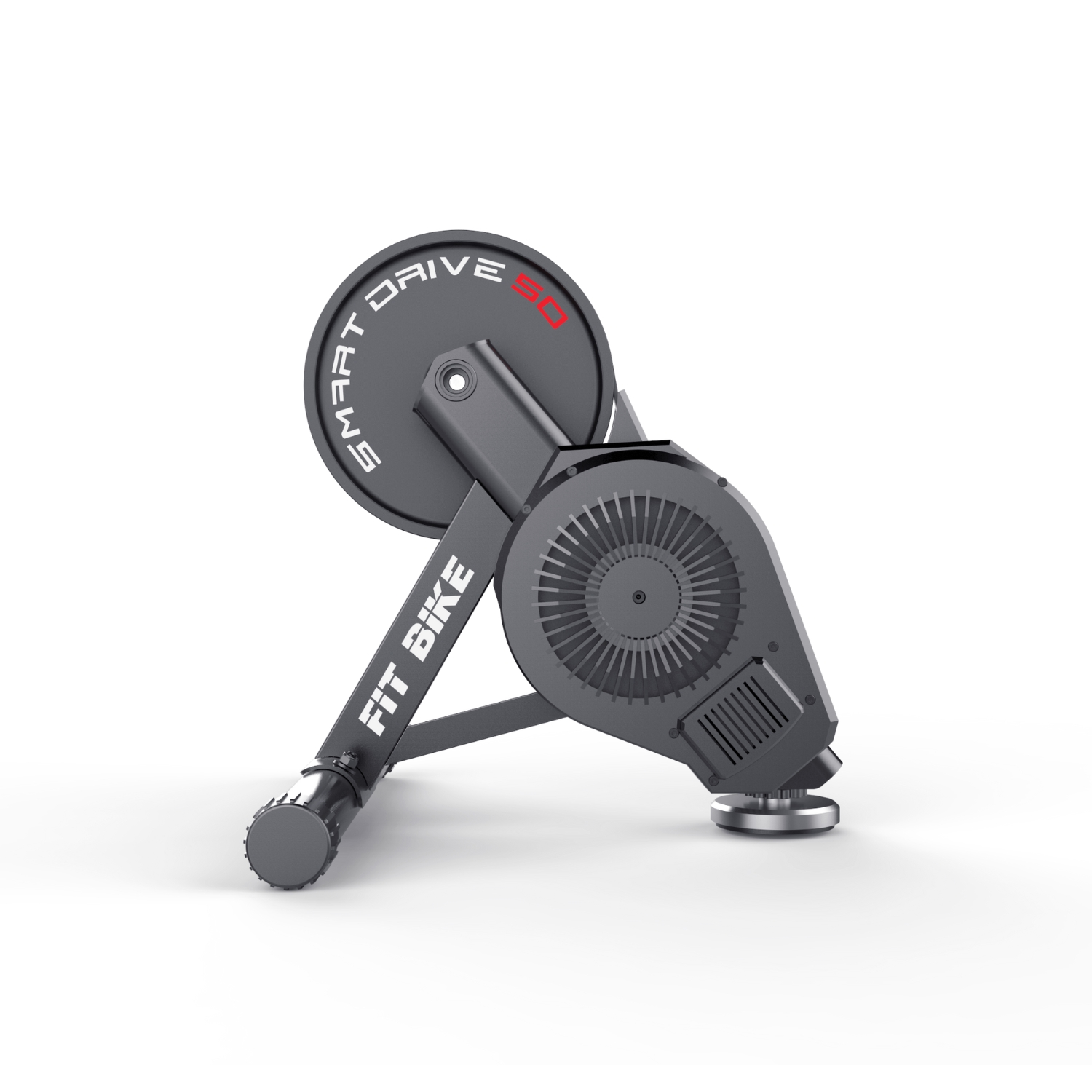 Zwarte en grijze trainingsmachine met labels "FIT BIKE" en "SMART DRIVE".