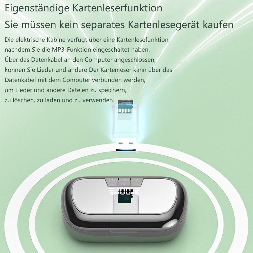 Eine Werbung zeigt ein Gerät mit Micro-SD-Kartensteckplatz, das die Kartenlesefunktion hervorhebt.