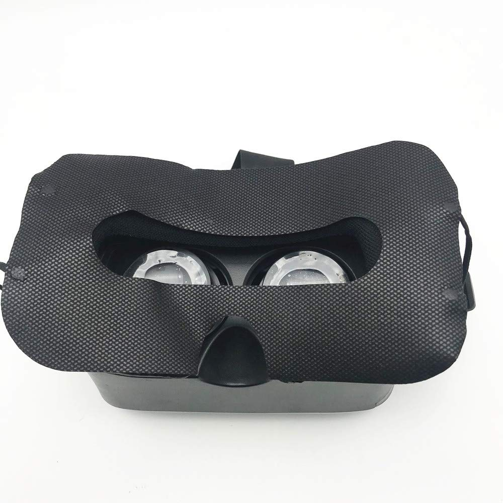 Schwarzes VR-Headset mit zwei sichtbaren Linsen. Die Gesichtsabdeckung ist strukturiert.