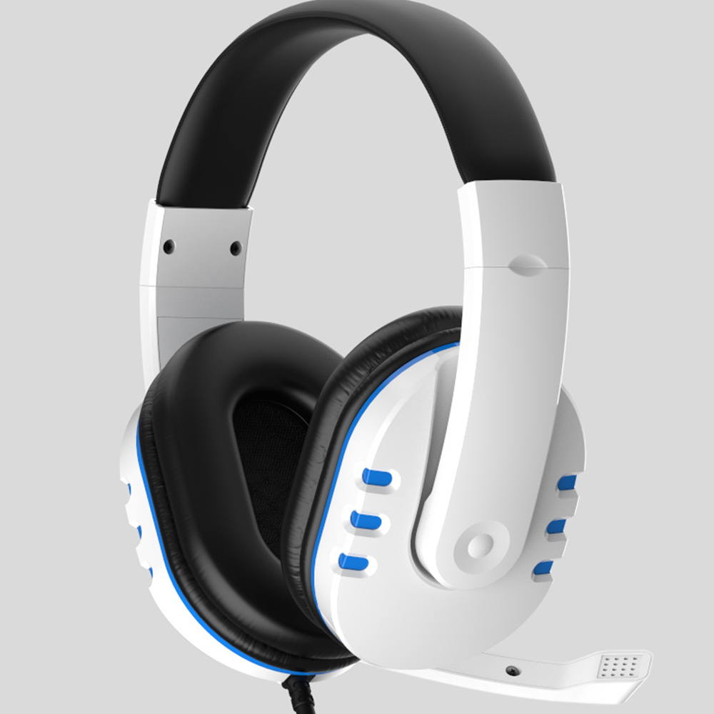 Weiße und schwarze Gaming-Kopfhörer mit Mikrofon. Das Design ist modern und elegant.