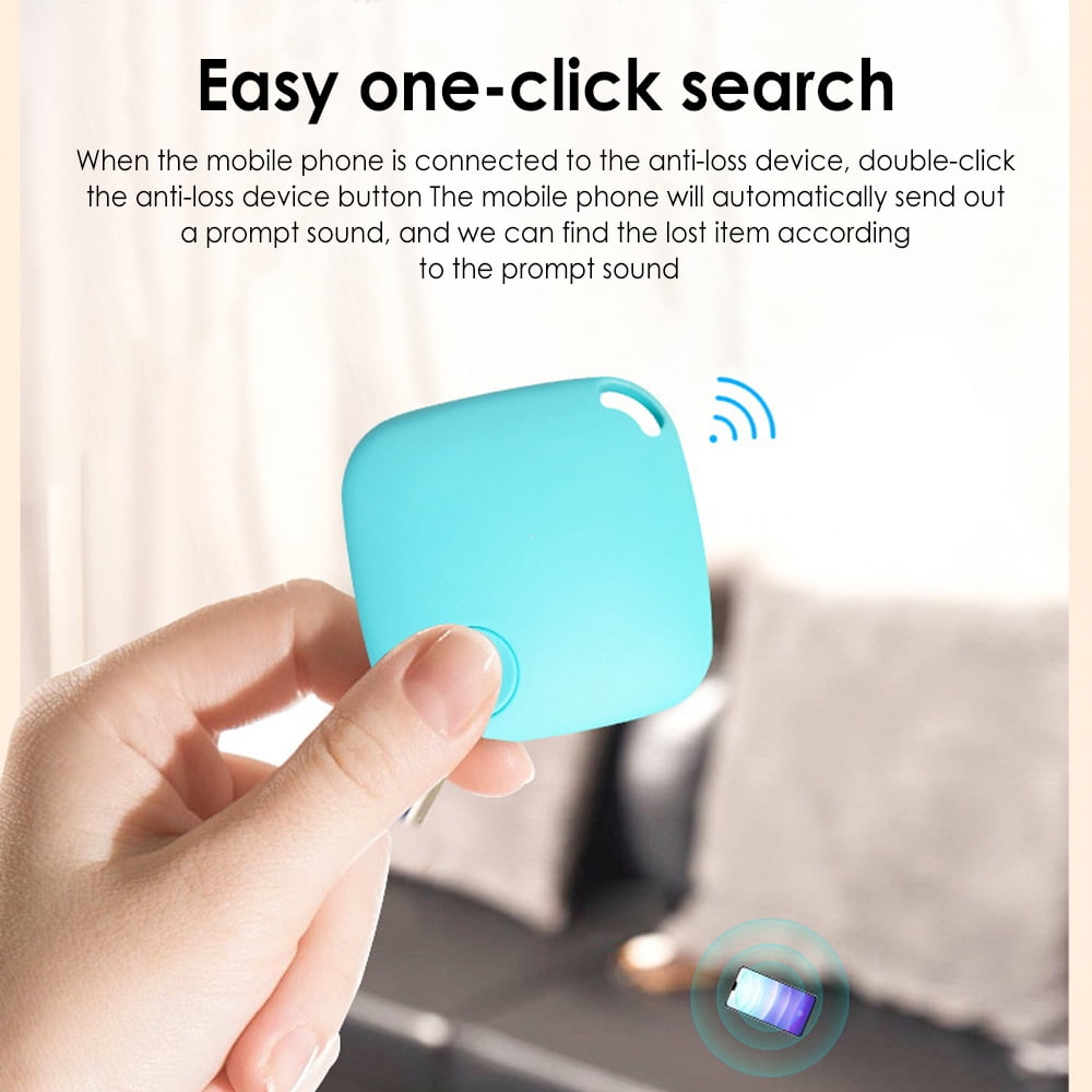 Eine Hand hält ein kleines blaues Gerät mit einem Knopf und dem WLAN-Symbol.