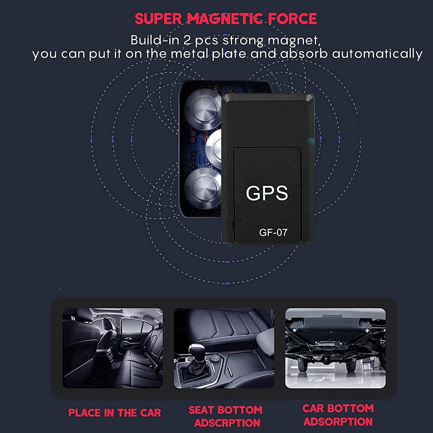 Ein schwarzer GPS-Tracker mit der Aufschrift 