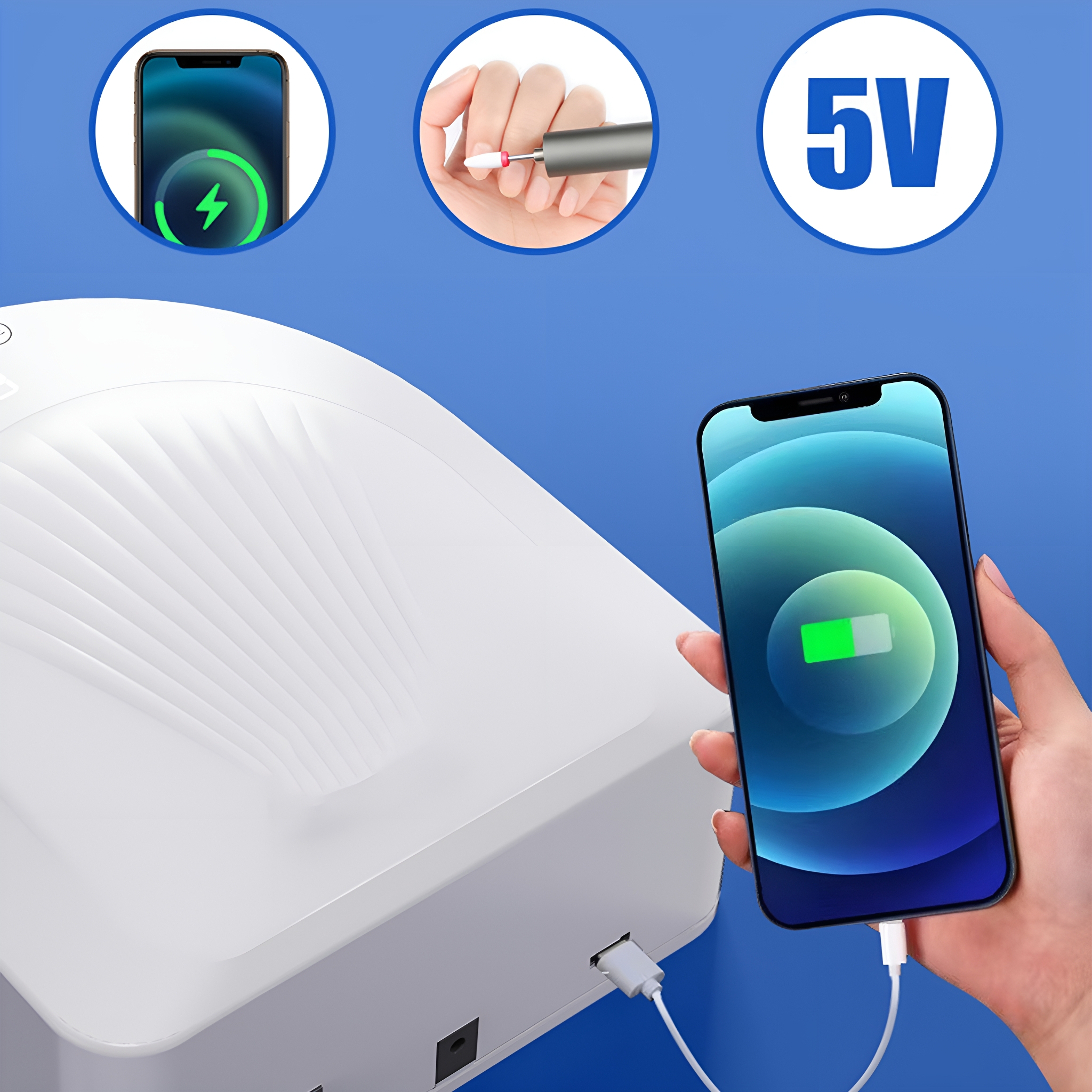 Ein Telefon, das drahtlos aufgeladen wird, mit einem grünen Ladesymbol auf dem Bildschirm.