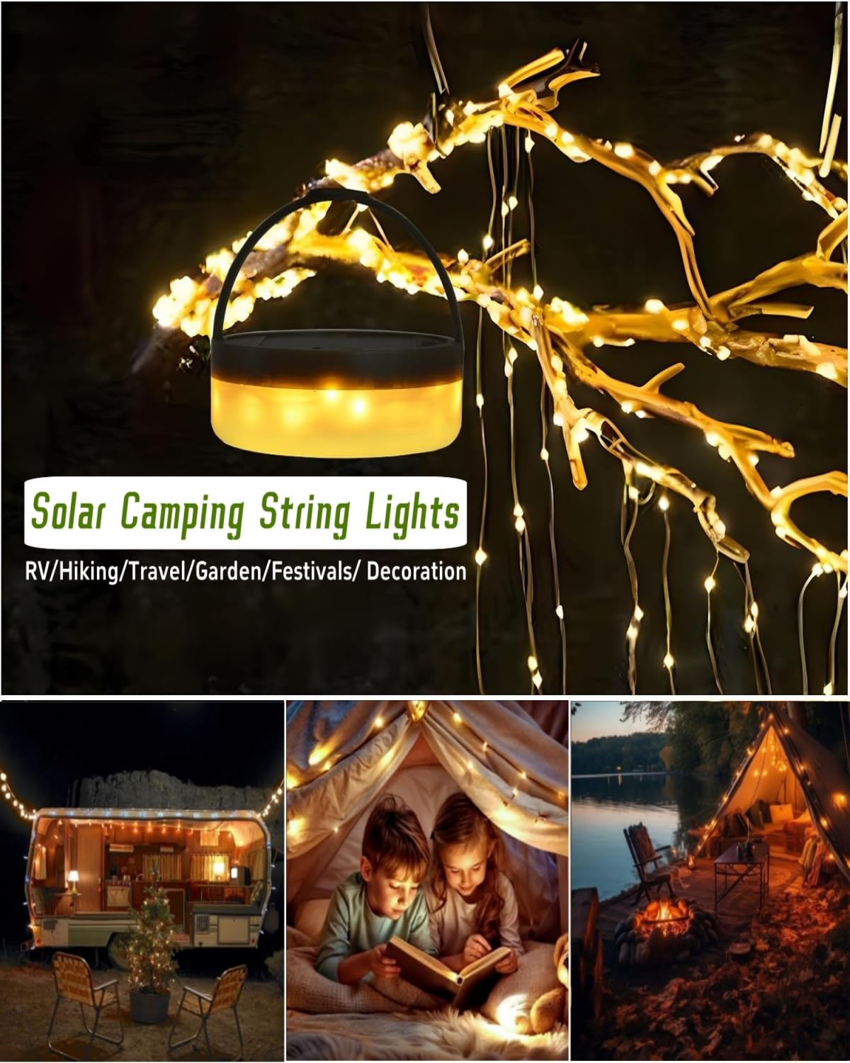 ZURABINI Solar- & USB-Aufladbar LED-Lichterkette, Wei, Warmwei | SATURN