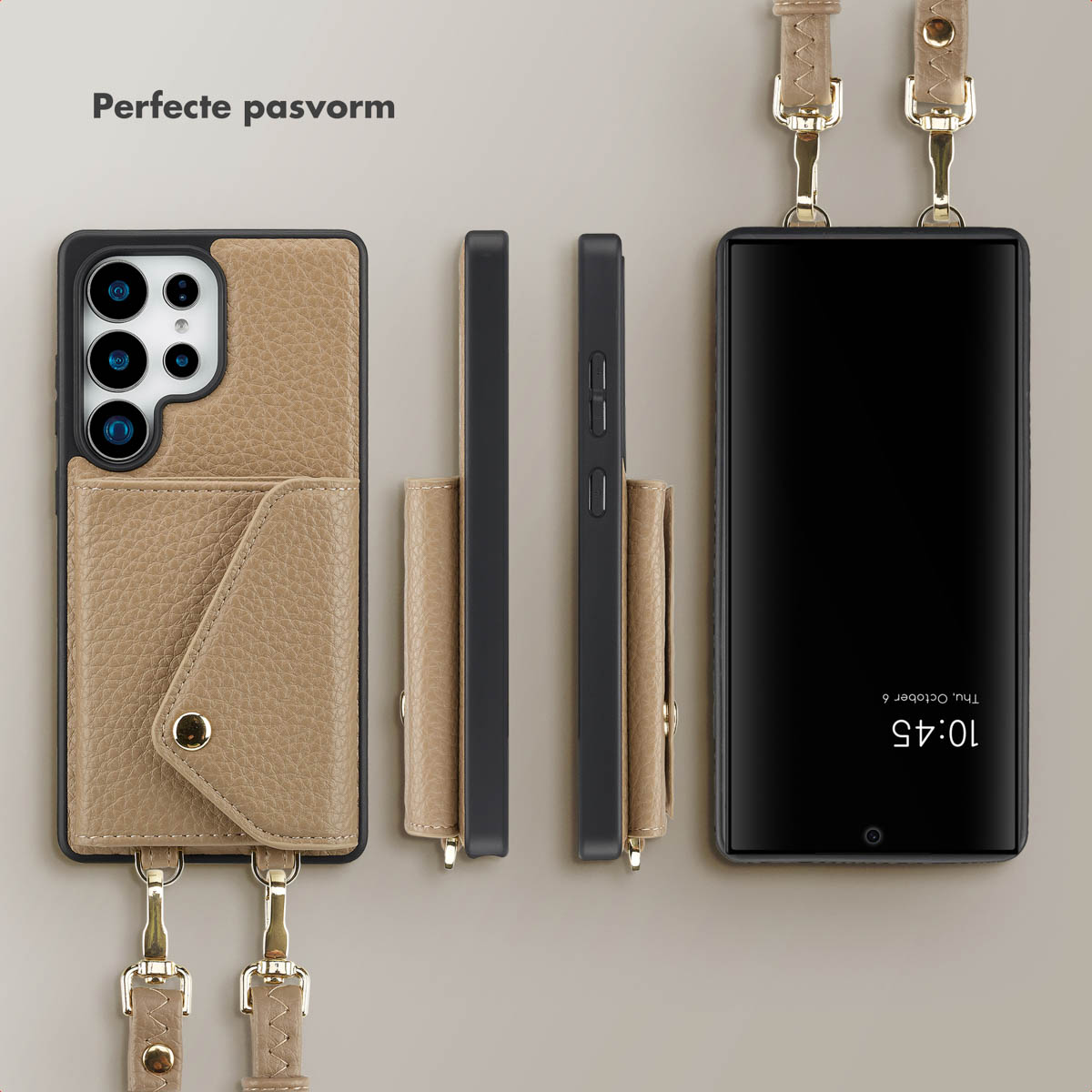 SELENCIA Sera Koordhoes met pashouder envelop - Geschikt voor Samsung Galaxy S25 Ultra - Telefoonhoesje voor Samsung Samsung Galaxy S25 Ultra Beige