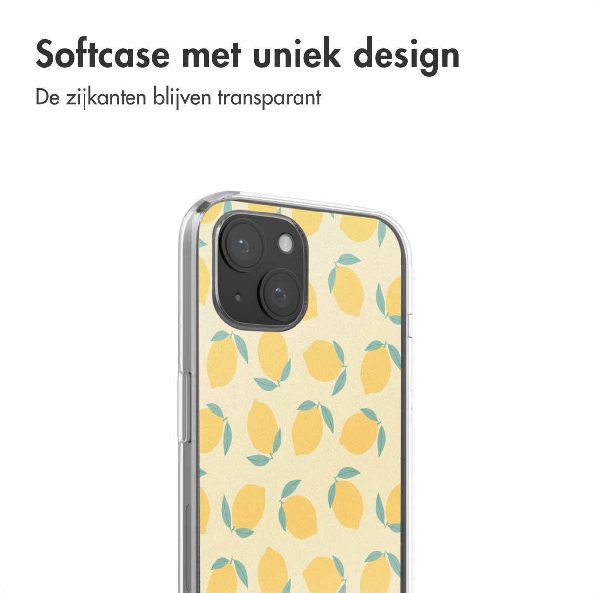 Telefoonhoesje met citroenpatroon.