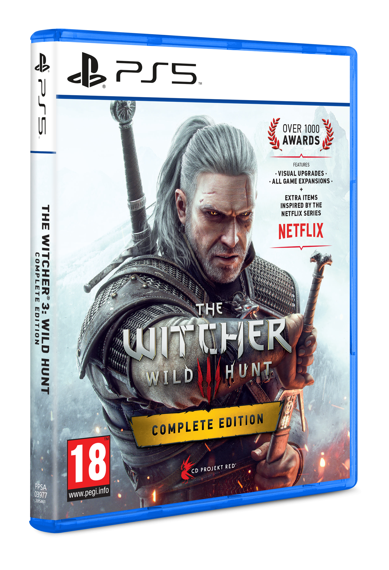 Pudełko z grą The Witcher 3: Wild Hunt na PS5.