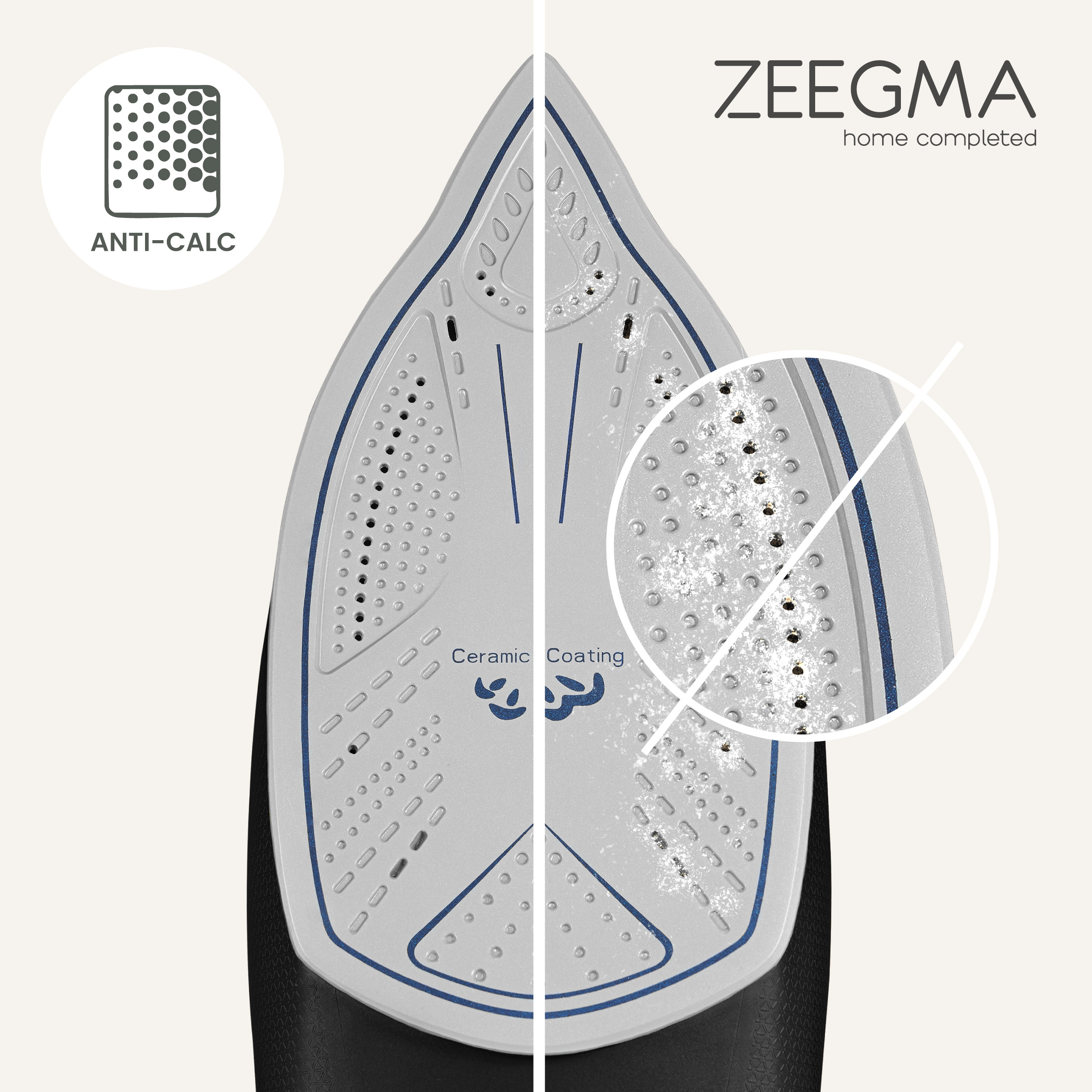 Stopa żelazka z antywapiennymi i ceramicznymi powłokami, marka Zeegma.