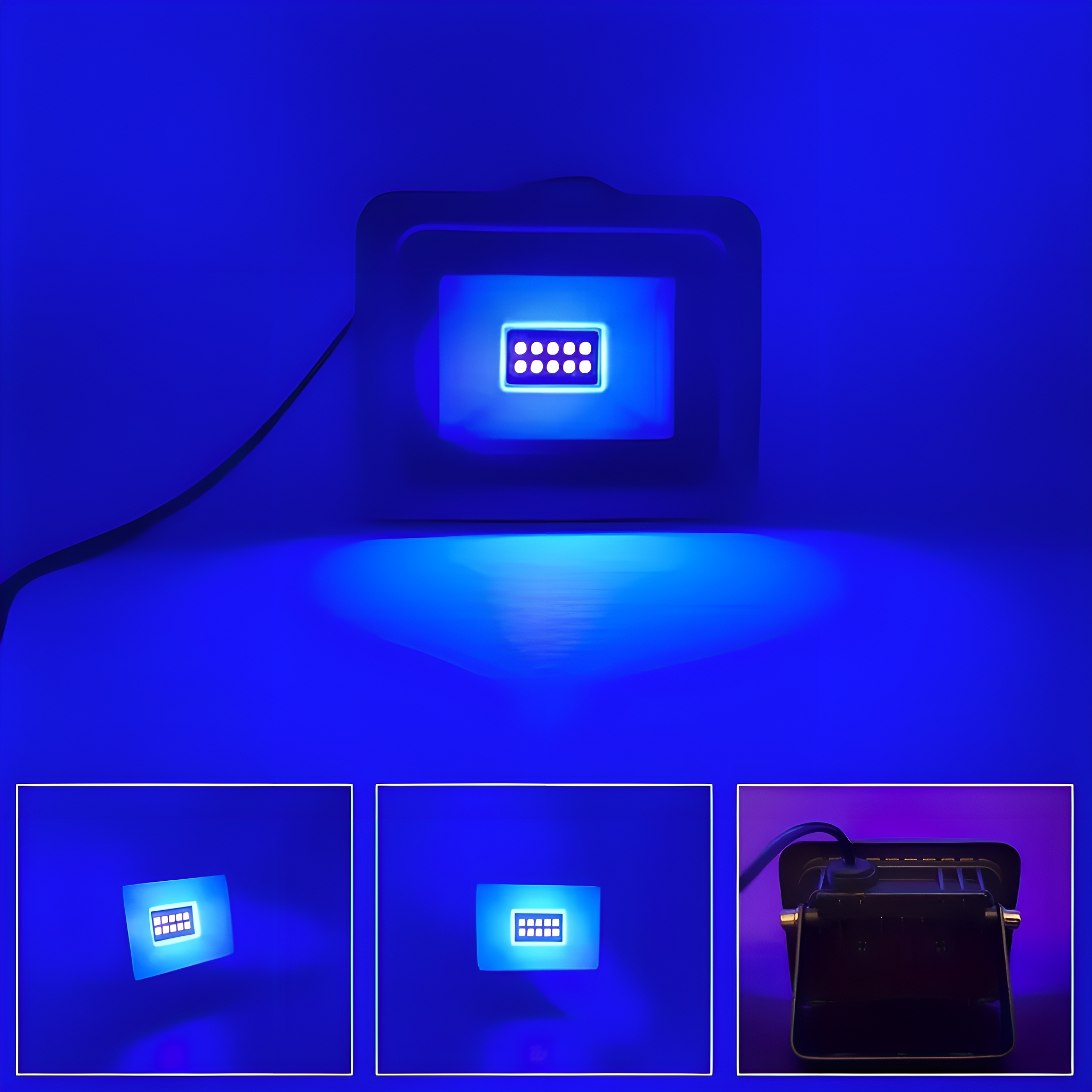 Blaue Leuchte mit LED-Leuchten.