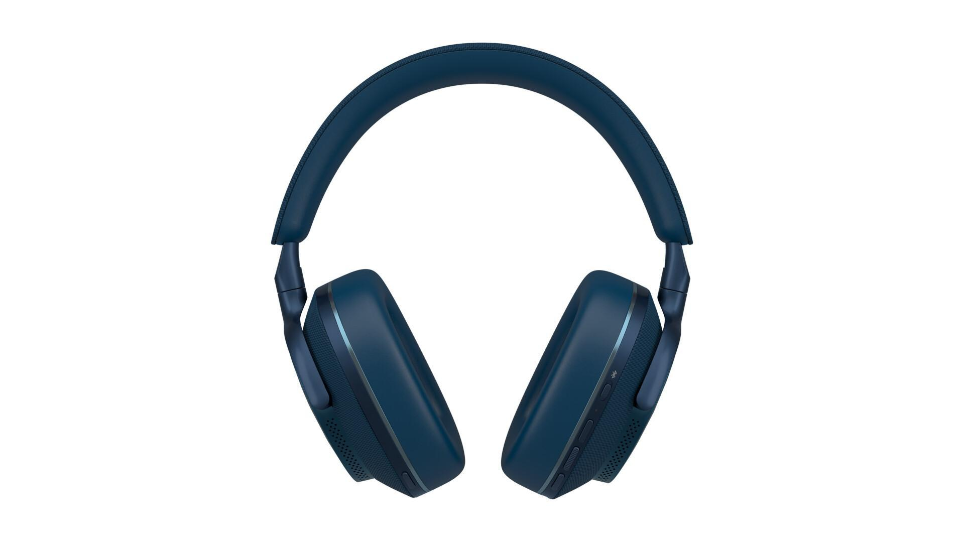 Over-Ear-Kopfhörer, marineblau. Ohrmuscheln und Kopfband sichtbar, weißer Hintergrund.