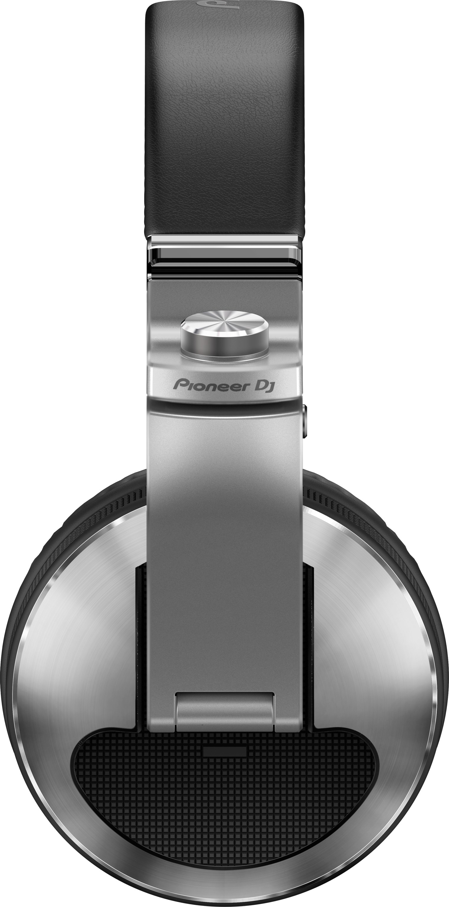 Casque Pioneer DJ argenté et noir. Le casque est sur fond blanc.