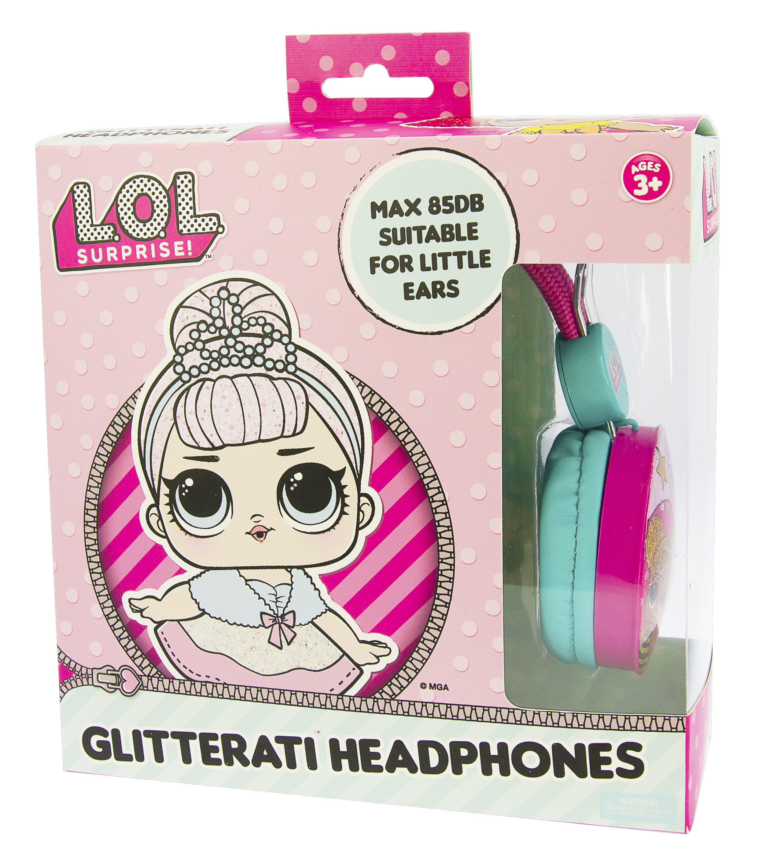 Słuchawki LOL Surprise w różowym pudełku.