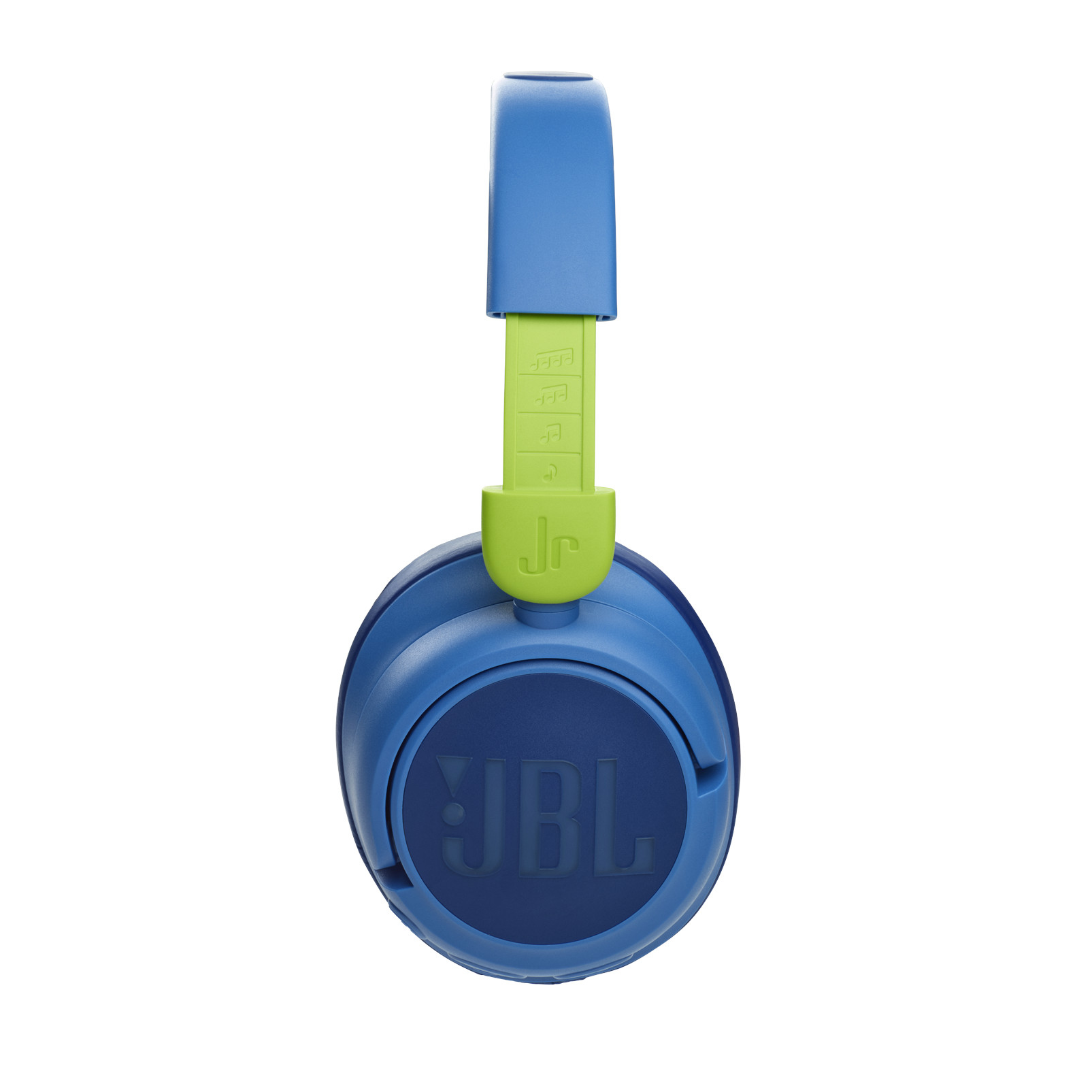 Auriculares JBL azules y verdes. Los auriculares son azules, la diadema es verde.