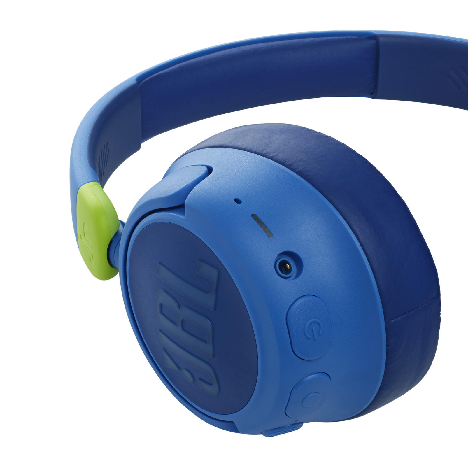 Auriculares JBL azules sobre fondo blanco.