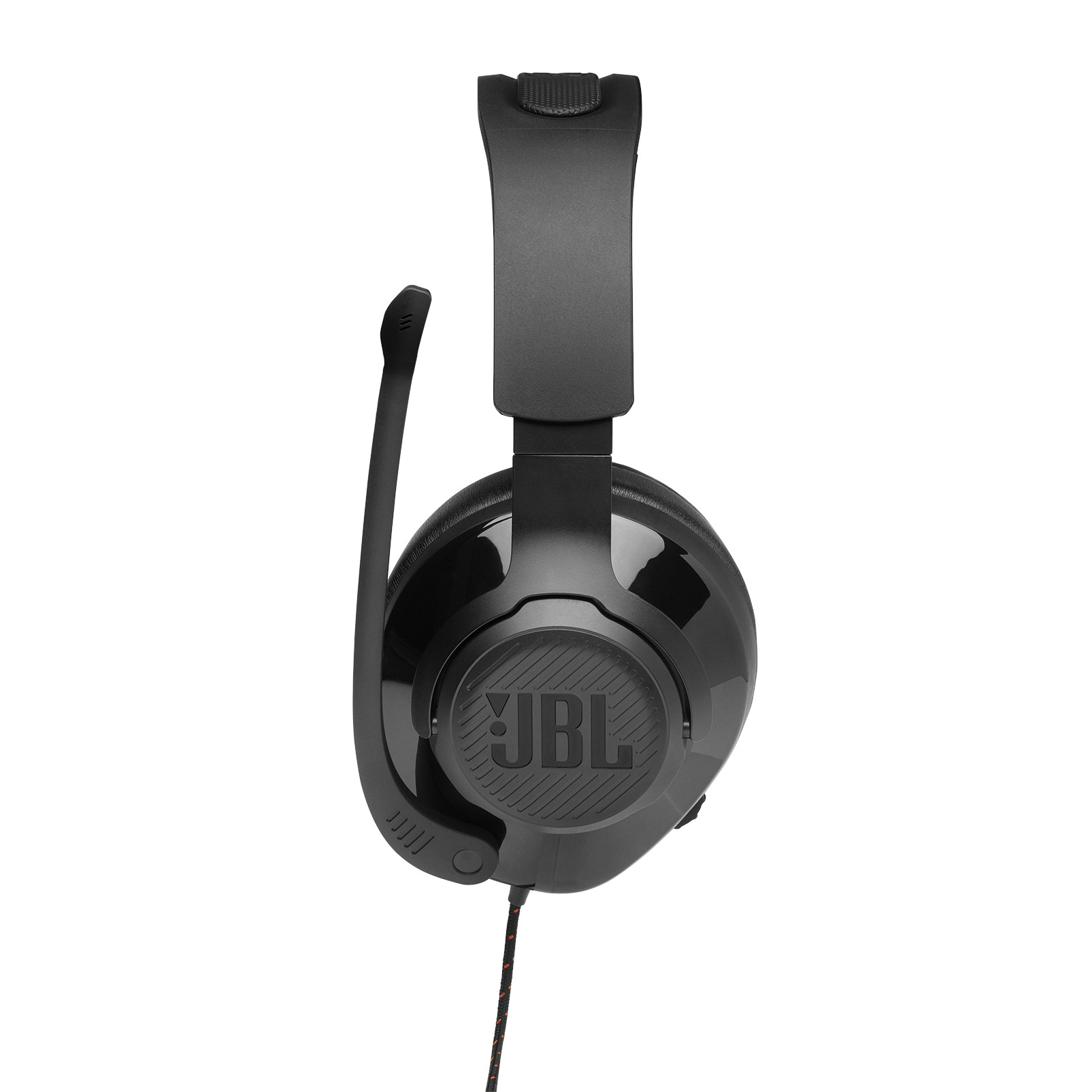 Schwarzes JBL-Headset mit Mikrofon. Weißer Hintergrund.