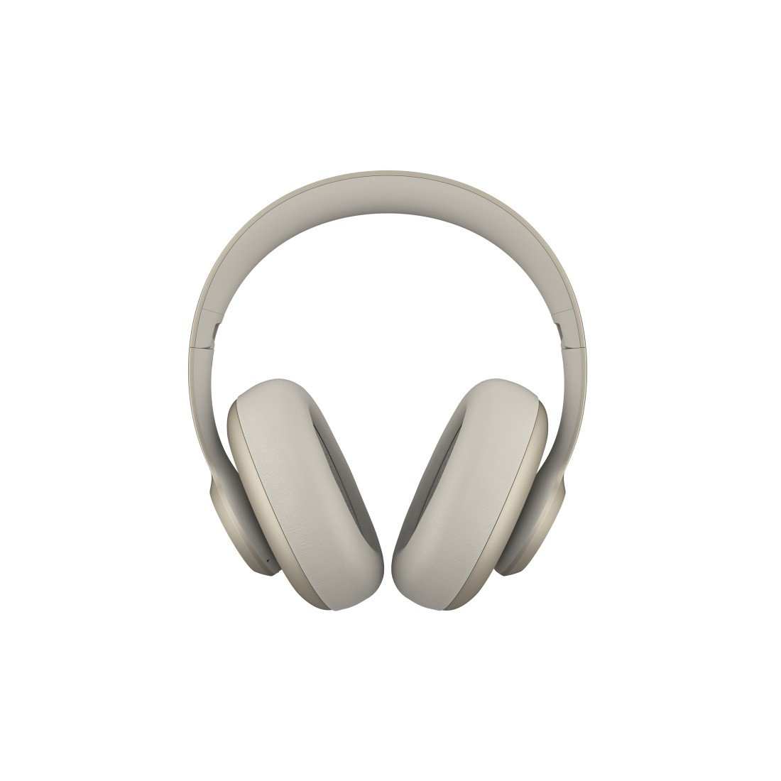 Casque, couleur gris clair, avec un design incurvé, isolé sur fond blanc.