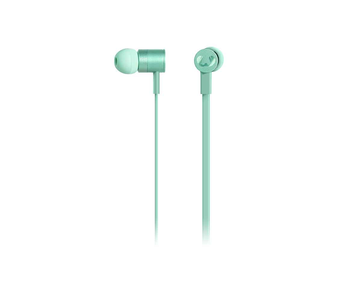 Zwei mintgrüne In-Ear-Kopfhörer auf weißem Hintergrund. Das Design ist schlicht und minimalistisch.