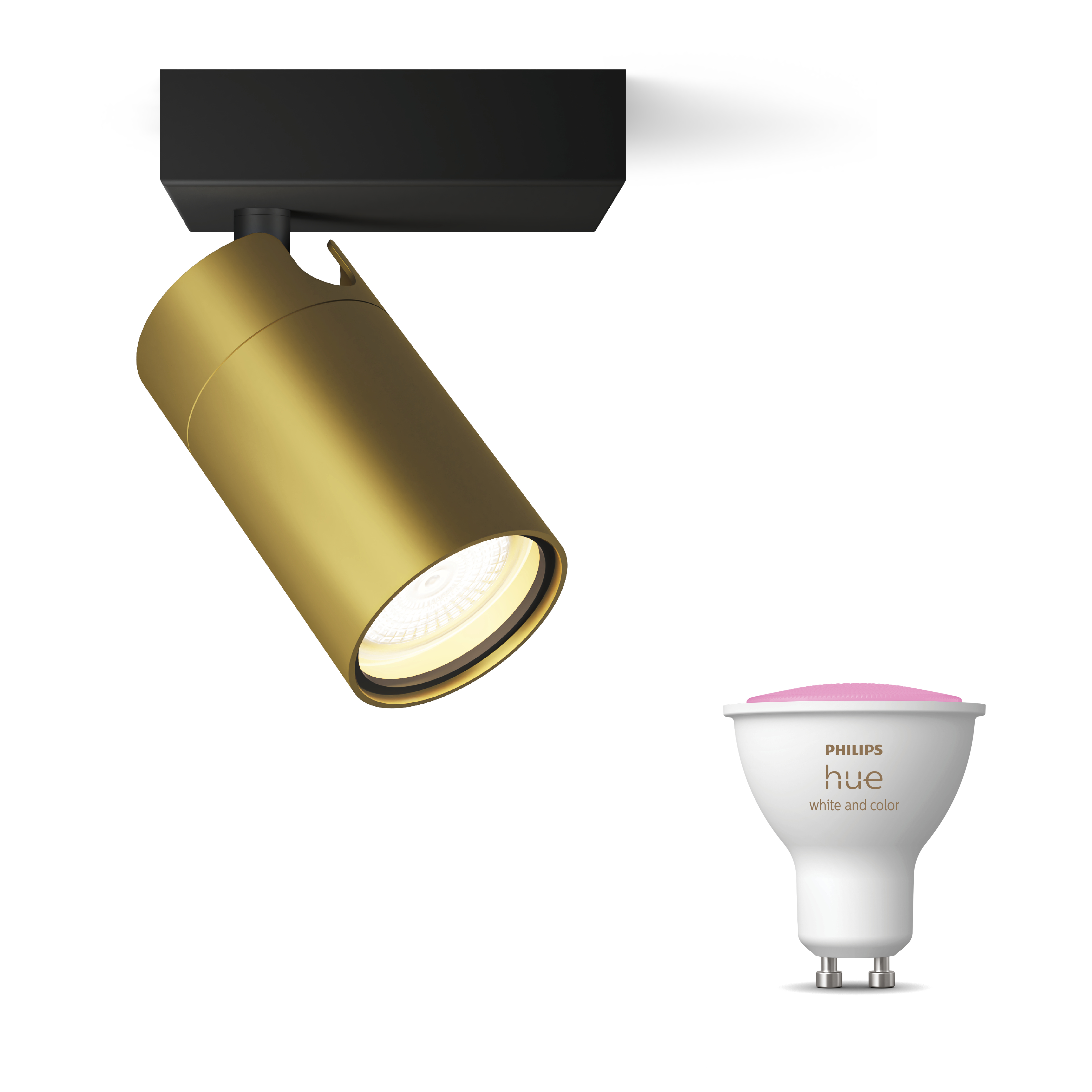 Gouden spot met een lamp en een afstandsbediening.