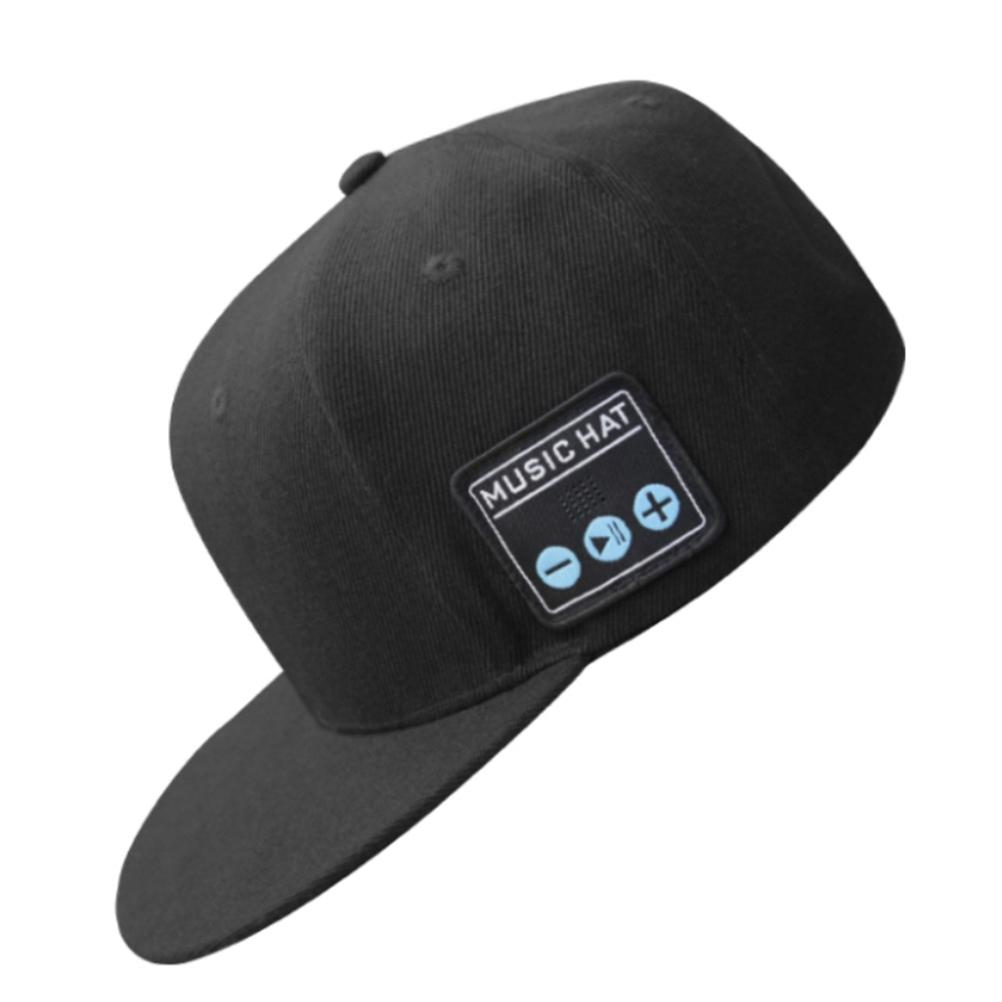 Schwarze Musikkappe mit Bedienfeld. Bluetooth aktiviert.