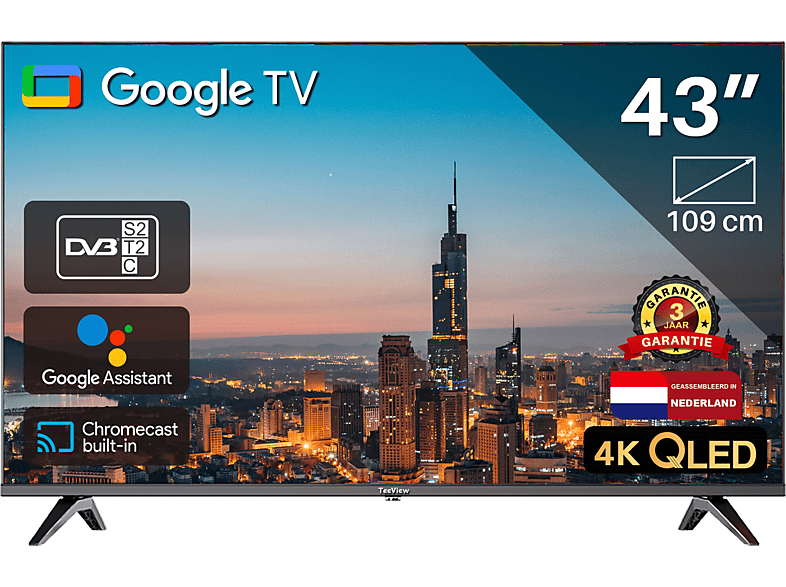 TEEVIEW TV43QQG LED TV (Flat, 43 Zoll / 109 cm, QLED 4K, SMART TV)