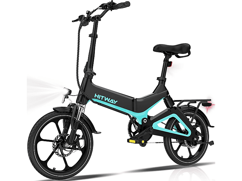 HITWAY BK2 E-Bike mit 36V 7,8Ah Li-Ion-Akku, Reichweite 35–70 km Kompakt-/Faltrad (Laufradgröße: 16 Zoll, Unisex-Rad, 280,8Wh, schwarz)