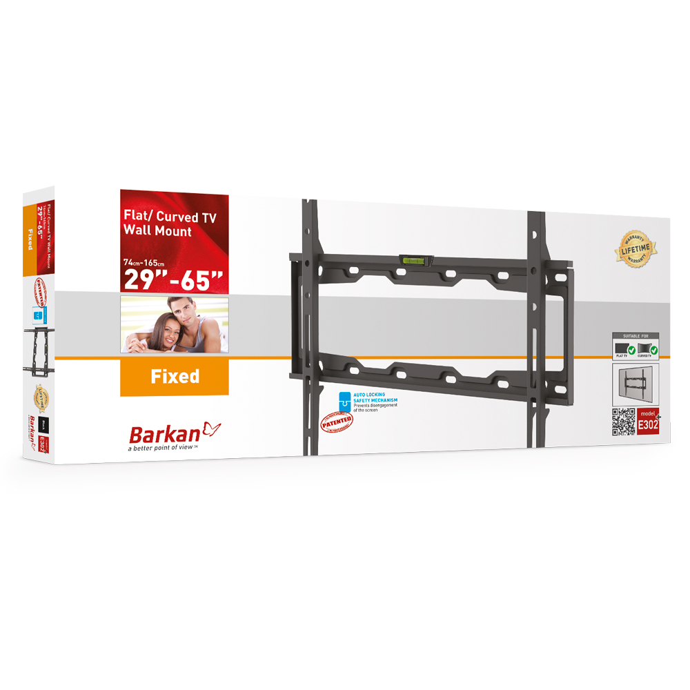 TV-Wandhalterungsbox mit Produkt und Spezifikationen.