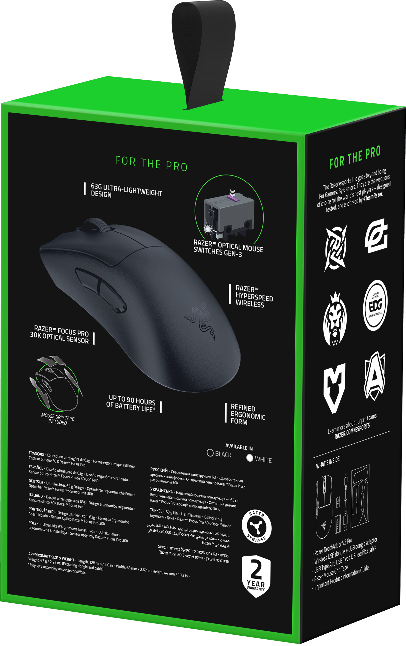 RAZER DeathAdder V3 Pro Gaming Mouse | Black Gamingmuis Zwart