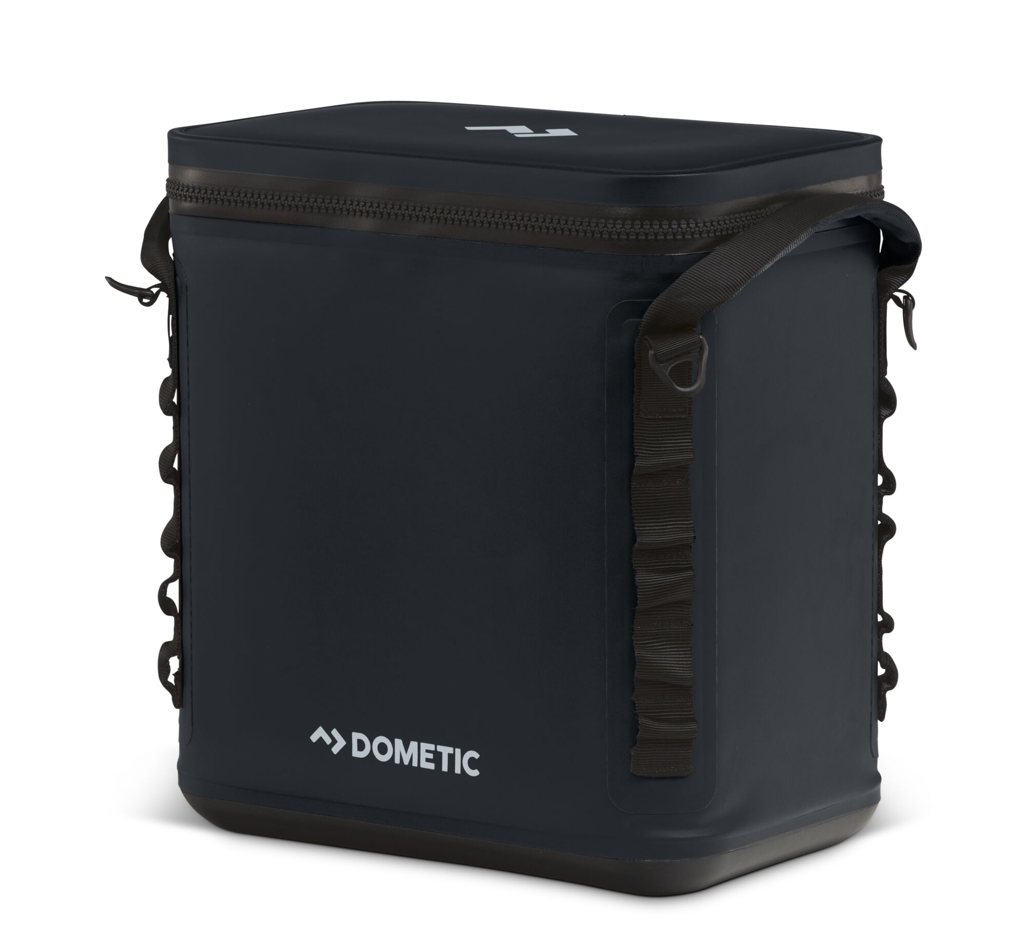 Black and blue cooler bag with the logo "Dometic", on white background.