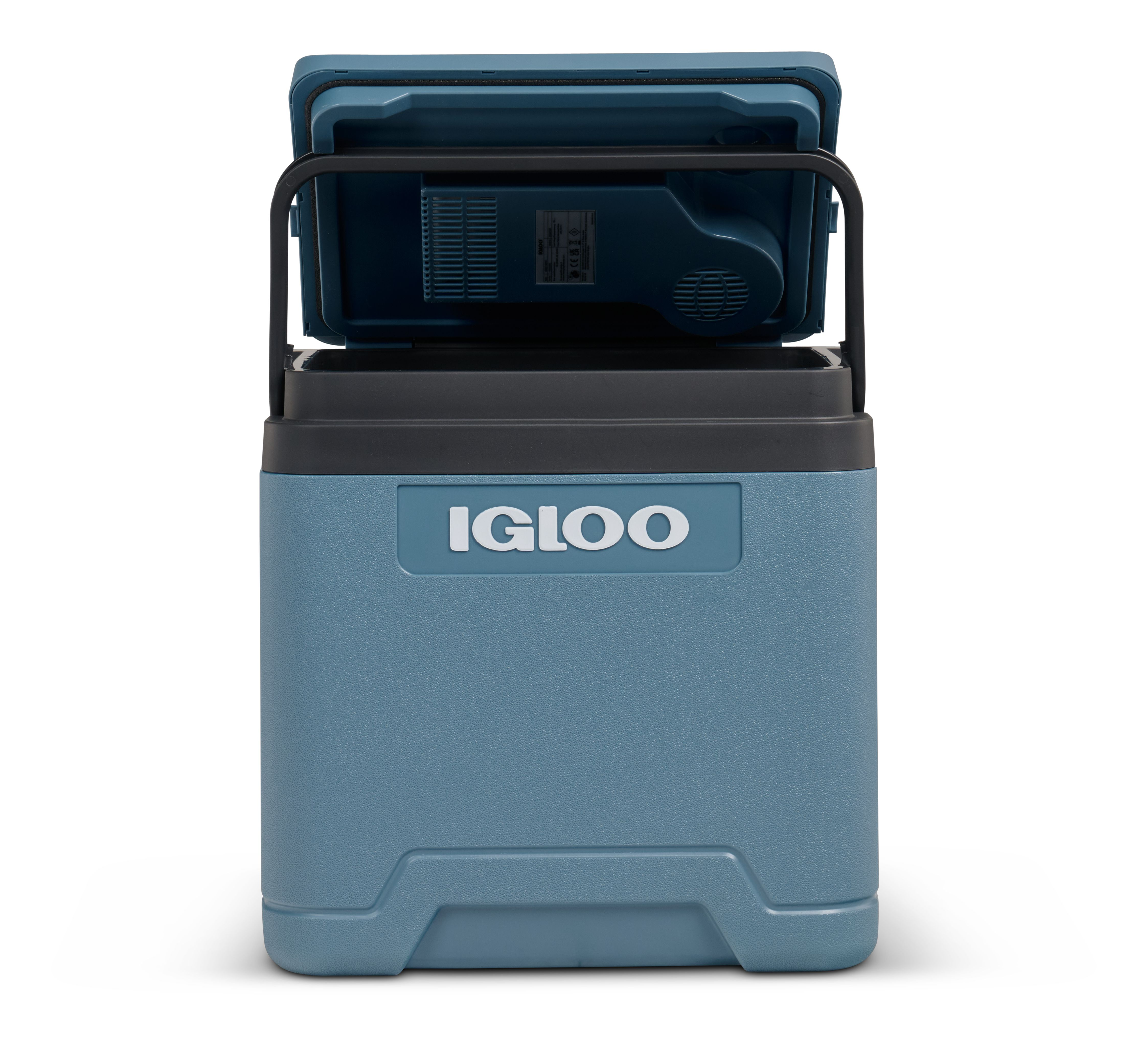 Blauer Kühler mit dem Wort 'IGLOO' darauf.