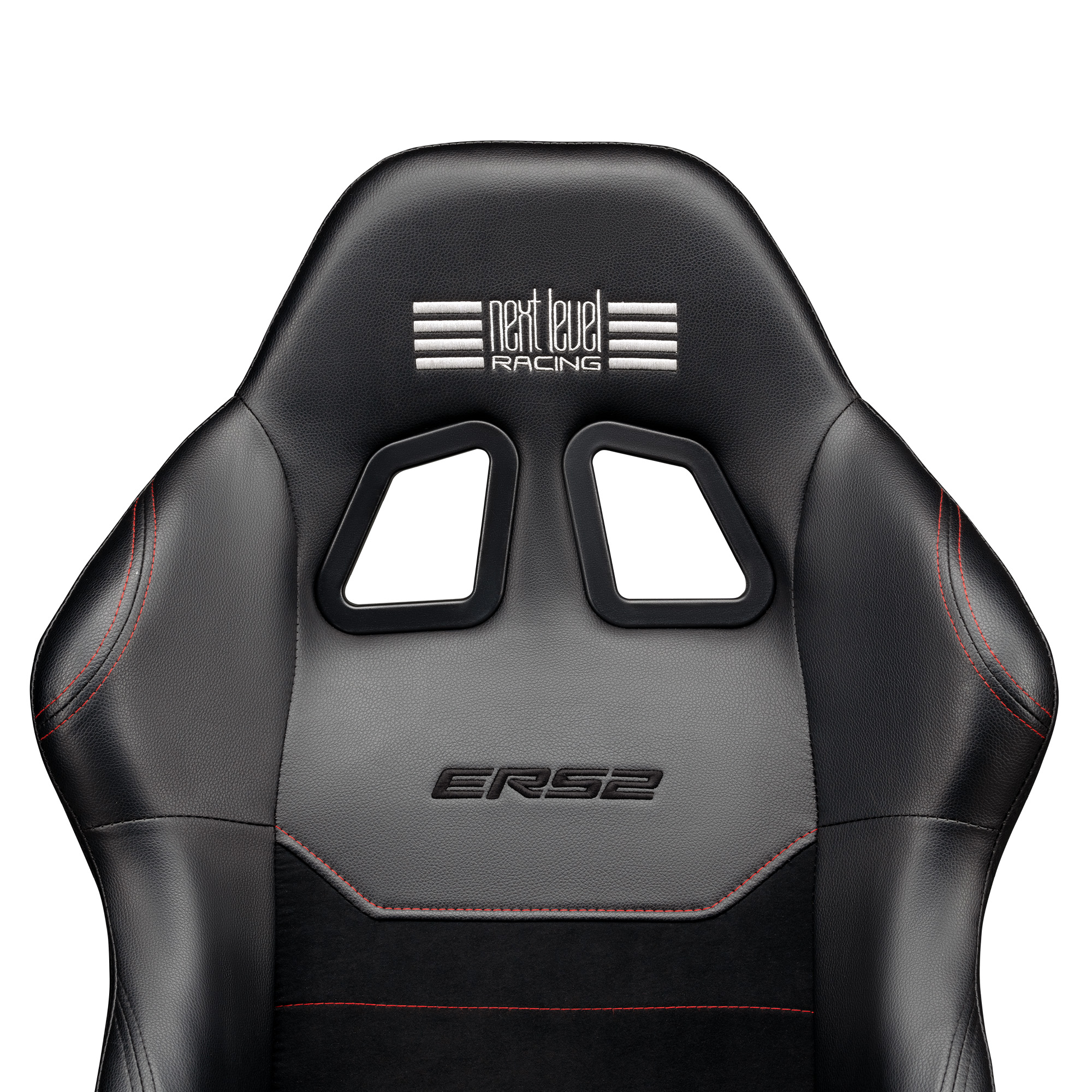 Silla de carreras negra y gris con texto 'next level racing' y 'RS2'.