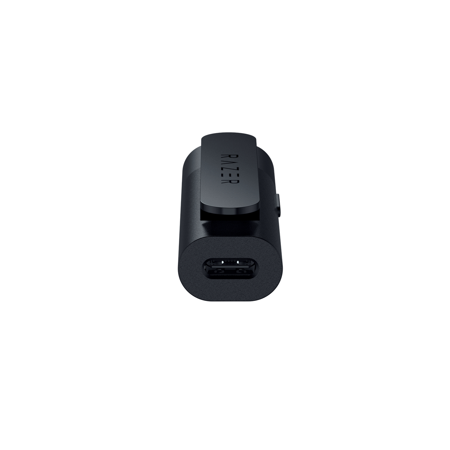 Black USB-C to USB adapter. Razer logo on the top.