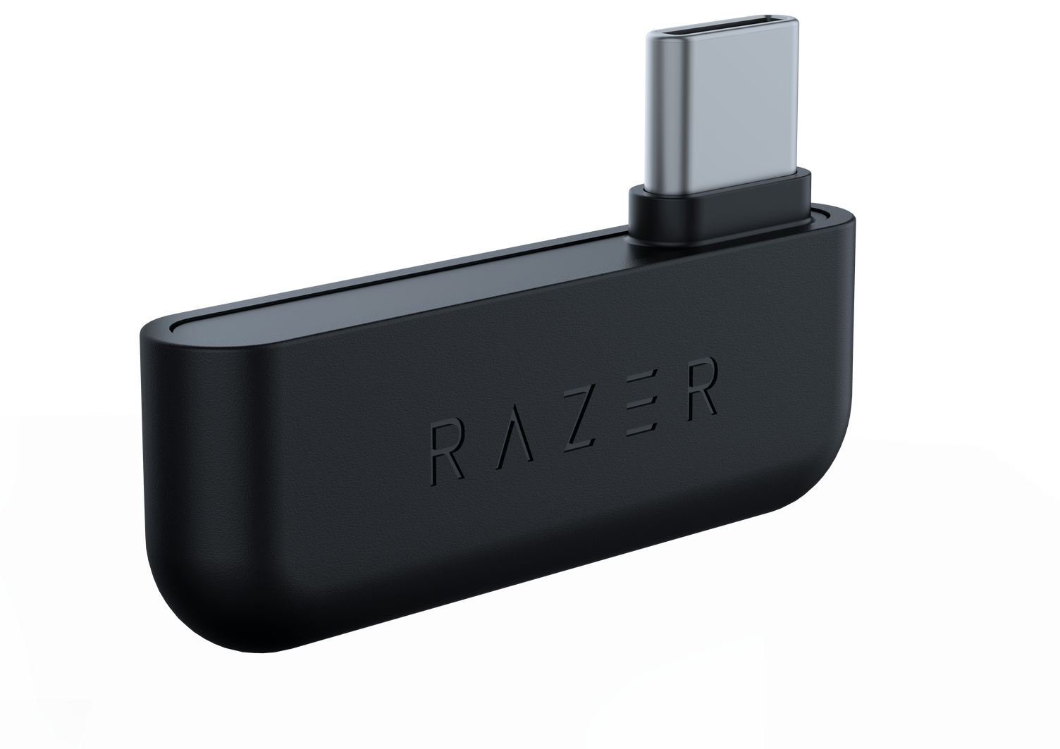 Czarny adapter USB-C Razer. Posiada złącze USB-C i logo Razer z boku.
