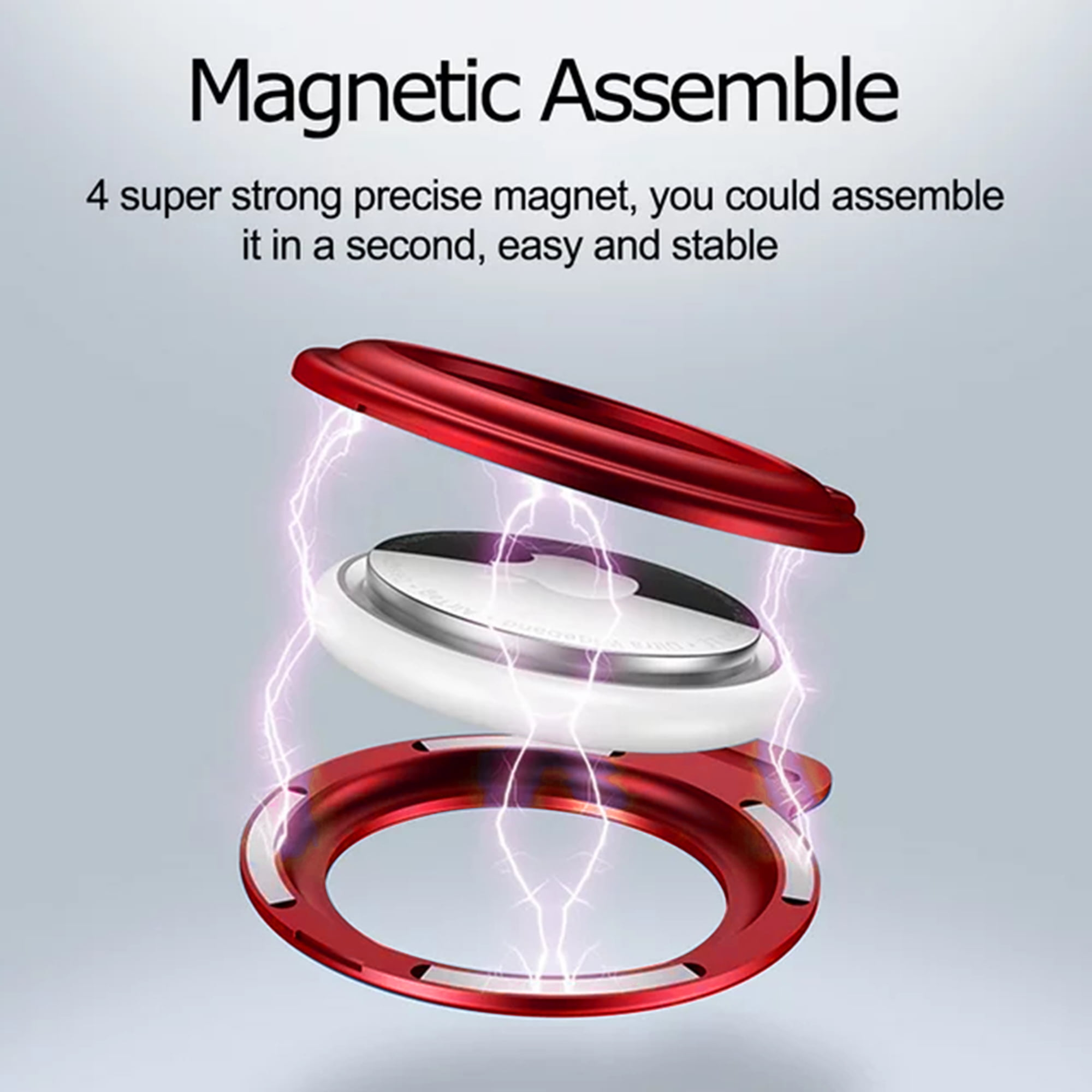 Magnetische Ringe mit Blitz zusammengesetzt, weißer Hintergrund.