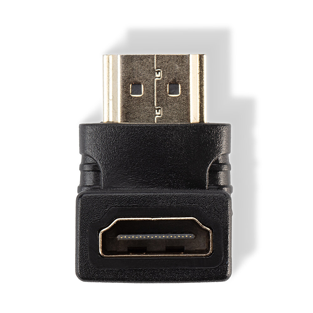 HDMI-Adapter, schwarz, mit HDMI-Anschluss und Mini-HDMI-Anschluss, freigestellt auf weißem Grund.