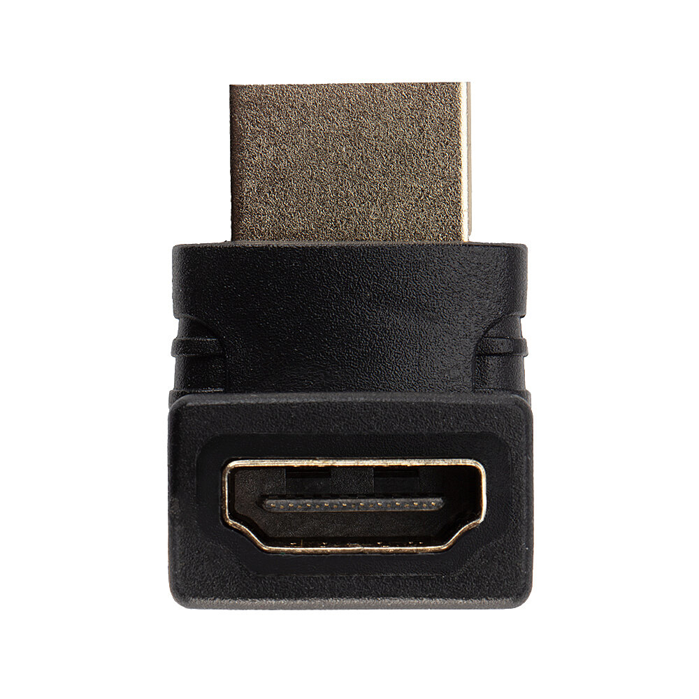 Ein HDMI-Adapter. Schwarzer Adapter mit HDMI-Anschluss und goldfarbenem Stecker.