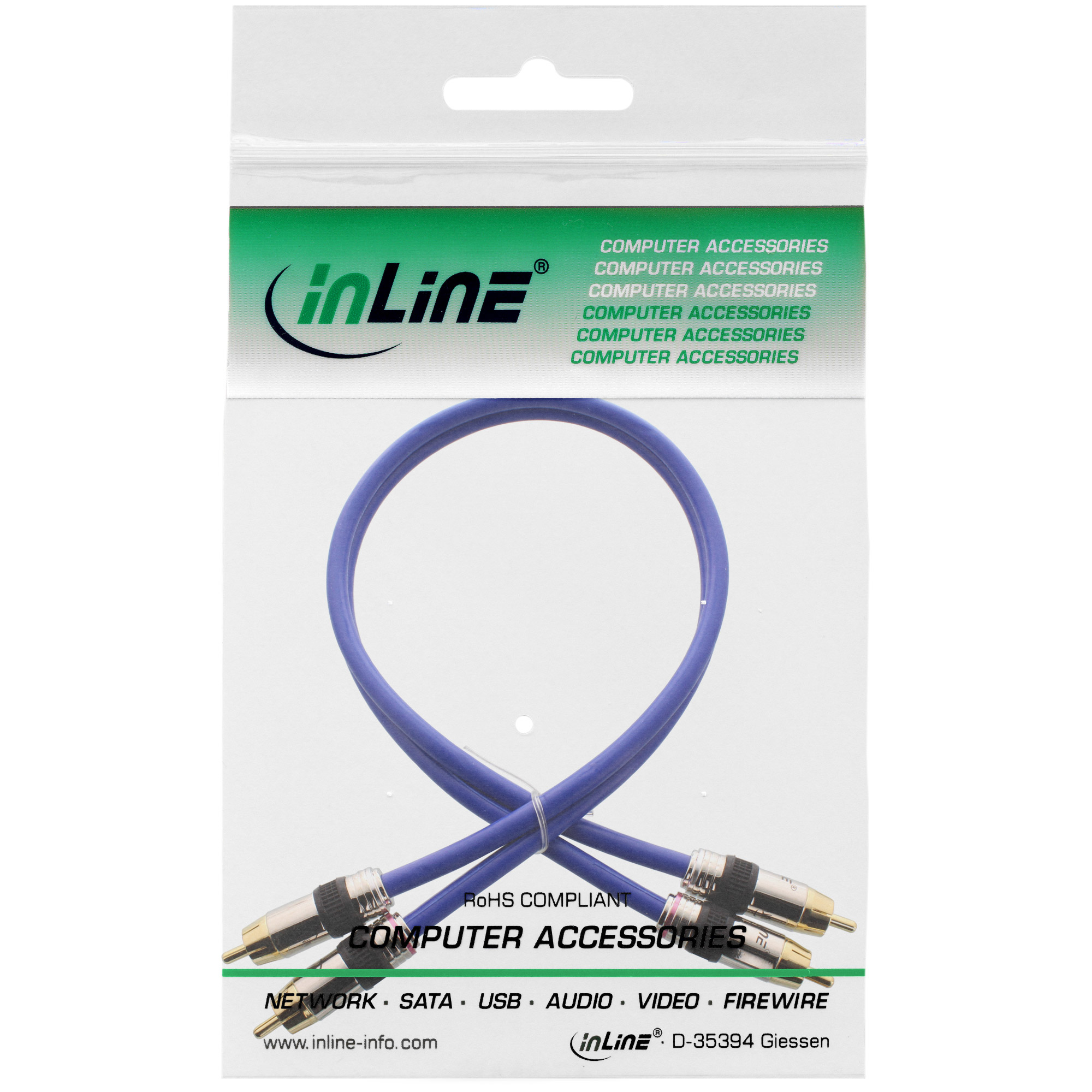 INLINE InLine® Cinch Kabel AUDIO, PREMIUM, 2x Stecker / Stecker, 0,5m Audio- / Videokabel diverse & Klinke, Audio- / Videokabel diverse, 0,50 m